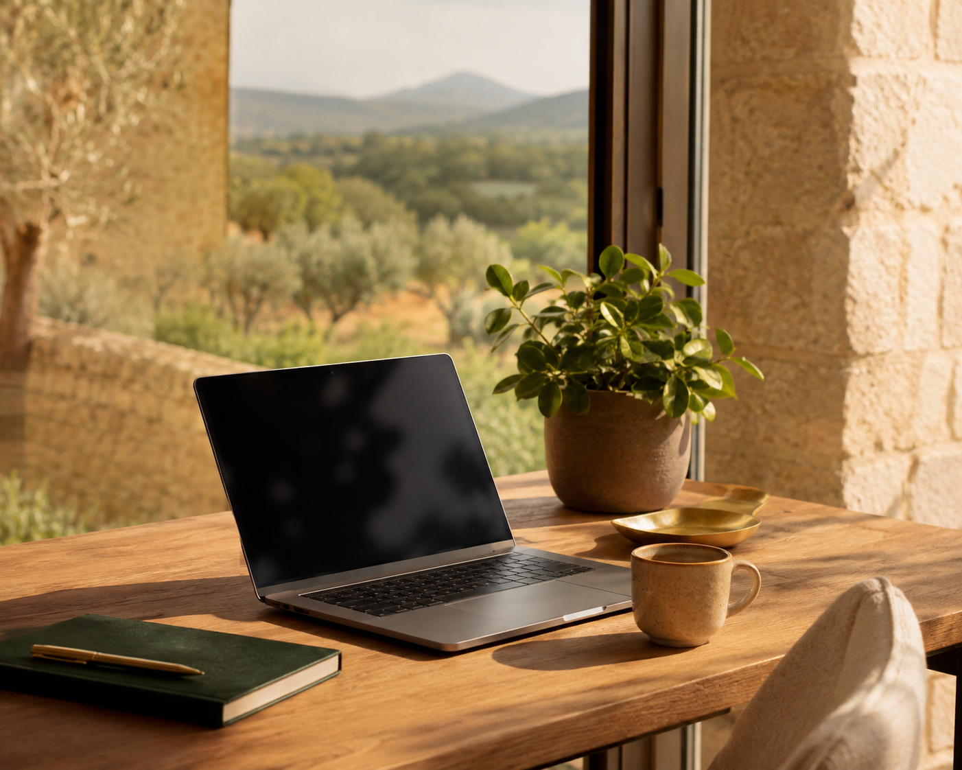 Bureau de Sève Digitale à Villecroze, en Provence, où sont conçus les sites web pour thérapeutes
